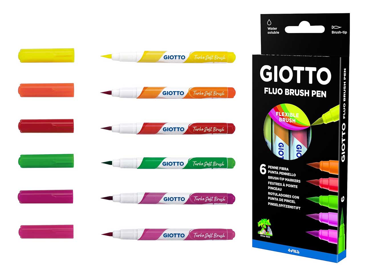 PASTELLI GIOTTO TURBO SOFT BRUSH FLUO X 6 PZ.